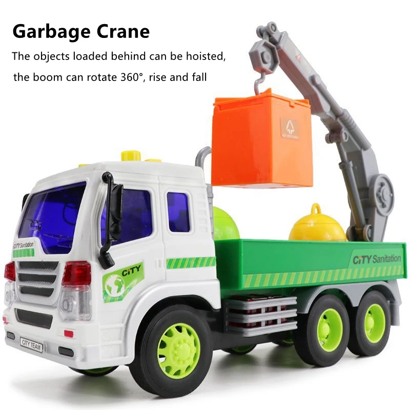 Children's Anti-fall Sanitation Vehicle Toy Simulation Sound Pop Music Ancient Poem Story Engineering Vehicle Garbage Truck Toy