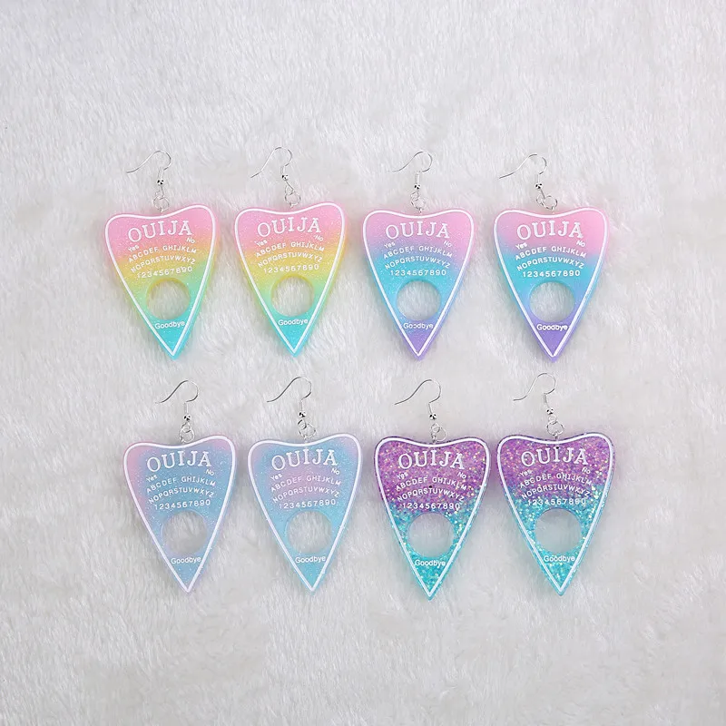 1Pair Women  Drop Earrings Multicolor Resin Ouija Planchette Charms Flatback Punk Board Crafts Fashion Jewelry