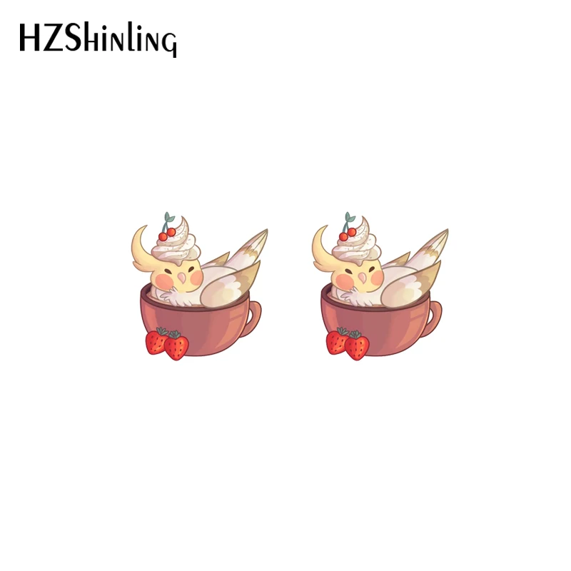 2021 New Cockatiel Stud Earring Cute Bird Acrylic Resin Earrings Epoxy Handmade Jewelry Gifts Girl