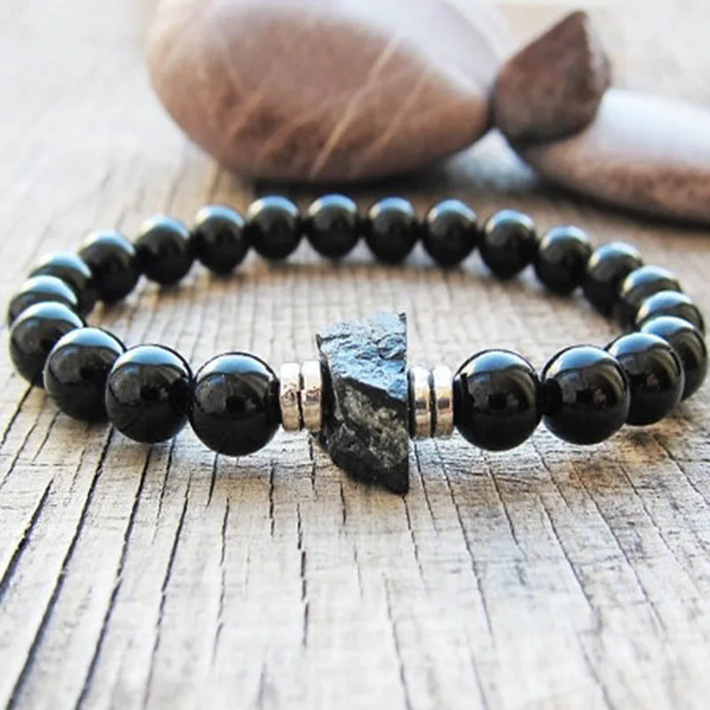 Schorl bracelet Raw black tourmaline bracelet Black men bracelet Base Chakra bracelet Balance bracelet