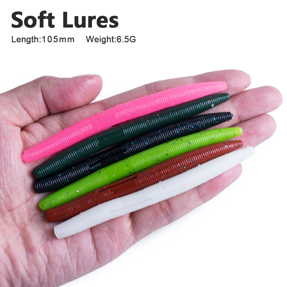

10pcs Silicone Worm Fishing Soft Lure 105mm 6.3g Artificial Soft Bait Earthworm Jig Wobbler Fishing Worm Bait Bass Carp