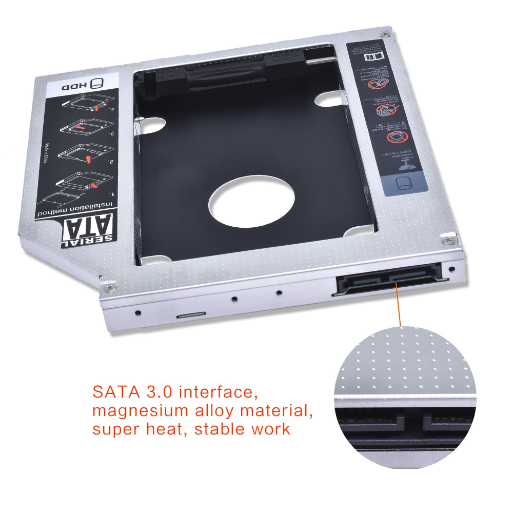 TISHRIC Aluminum Universa 2nd VW HDD Caddy 9.5mm 12.7mm Hard disk Case Enclosure SATA 3.0 Optibay For Laptop DVD-ROM