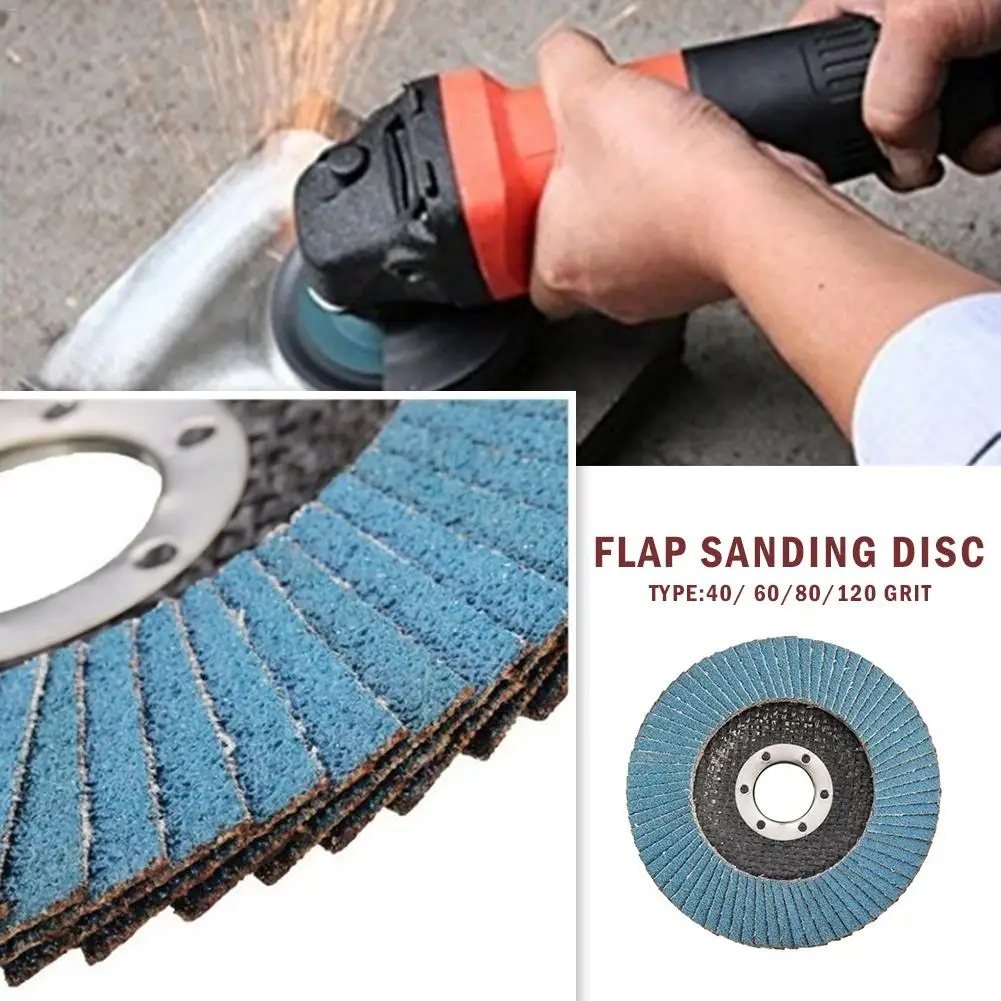 10pcs Professional Flap Discs 115mm 4.5 Sanding Discs 40/60/80/120 Grit Grinding Wheels Blades for Angle Grinder