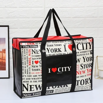 גדול דובון נע בית אחסון תיק ארוג גדול נסיעות שמיכת בגדים עמיד למים סרט גדול קיבולת חינם תיק