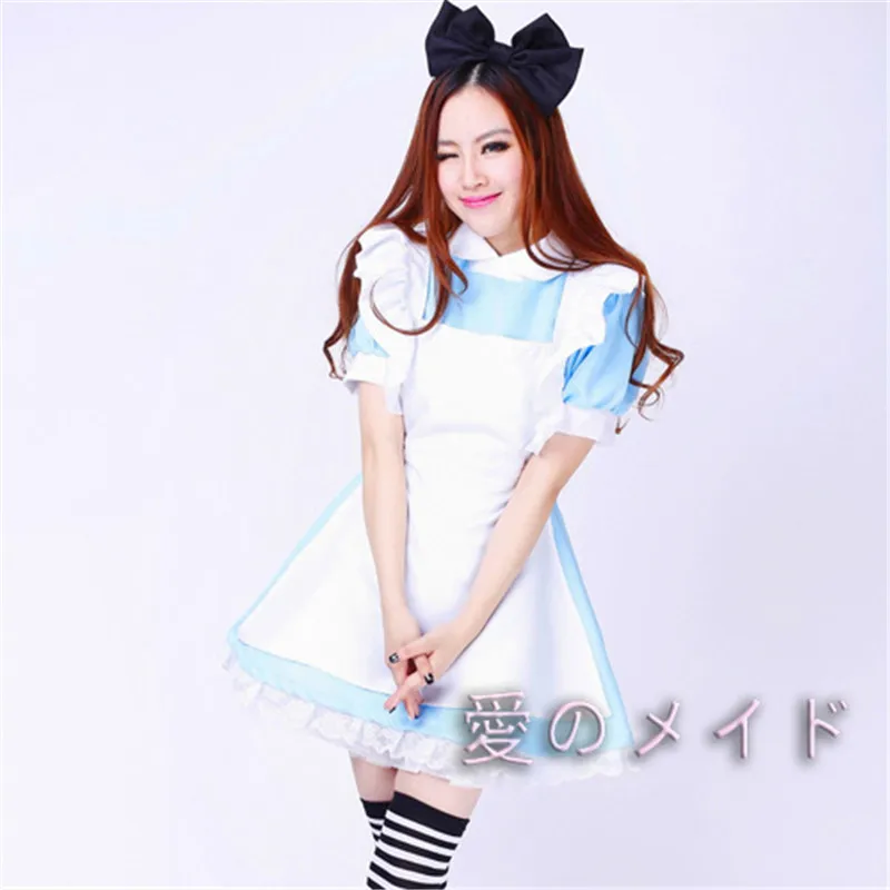 

Alice in Wonderland Costume Lolita Dress Maid Cosplay Fantasia Carnival Halloween Costumes for Adults Kids Free Shipping