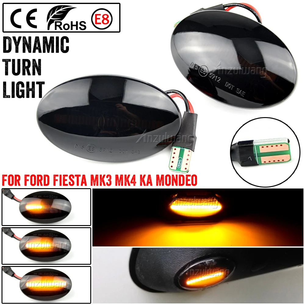 For Ford Fiesta III IV MK3 MK4 19902000 2001 KA Mondeo I Transit Tourneo lamp turn signal Dynamic LED Fender Light Side Marker