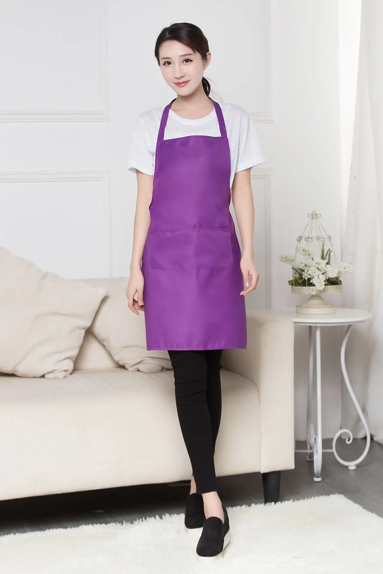 New Advertising Apron Home Kitchen Foreign Trade Waist Waiter Solid Color Work Apron