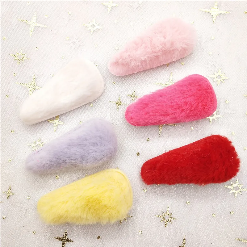 30pcs/lot 5.5cm furry felt padded applique snap clip cover for BB Headdress hair clip accessories without clip