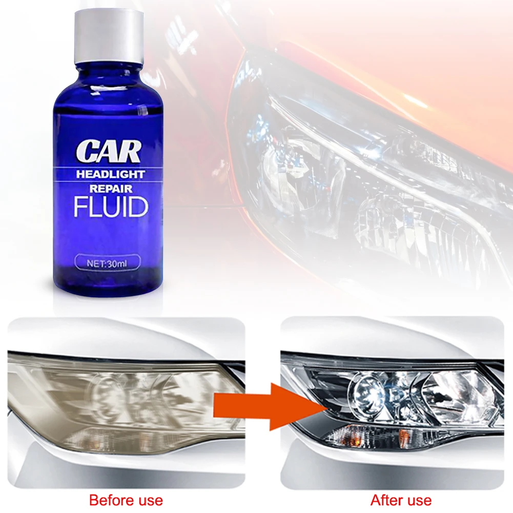 30ml Car Headlight Scratch Remover Fast UV Protection Car Light Cleaner Automotive Headlight Restoration Fluid Set Car Polishing