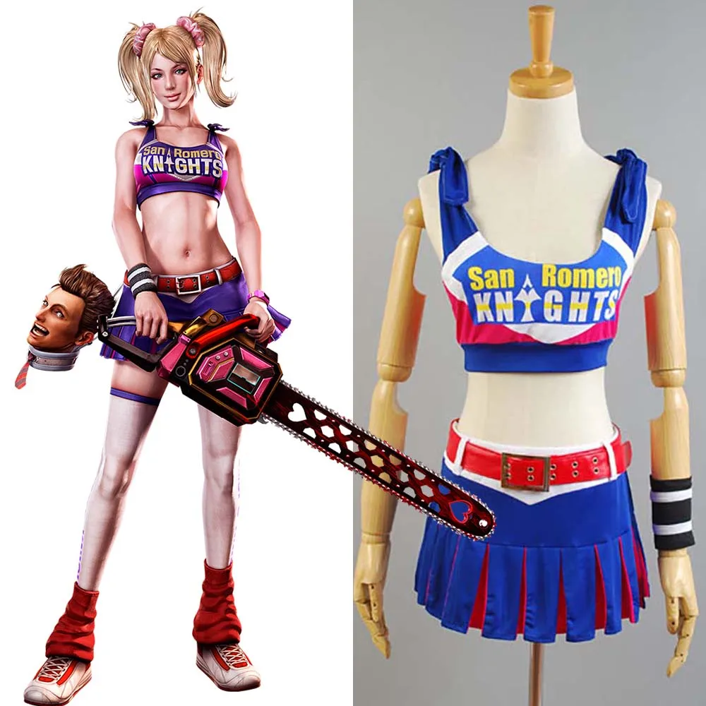 2017 nowy Lollipop Chainsaw kostium julia Starling przebranie na karnawał Halloween karnawał cały garnitur Cos akcesoria dla dorosłych kobiet