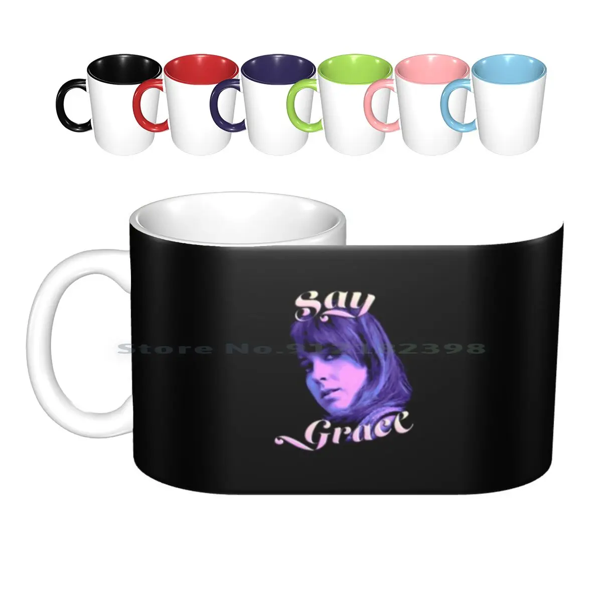 Say Grace Blue Ceramic Mugs Coffee Cups Milk Tea Mug Cool Hippy Acid Trippy Grace Slick Starship Airplane Jefferson Jefferson