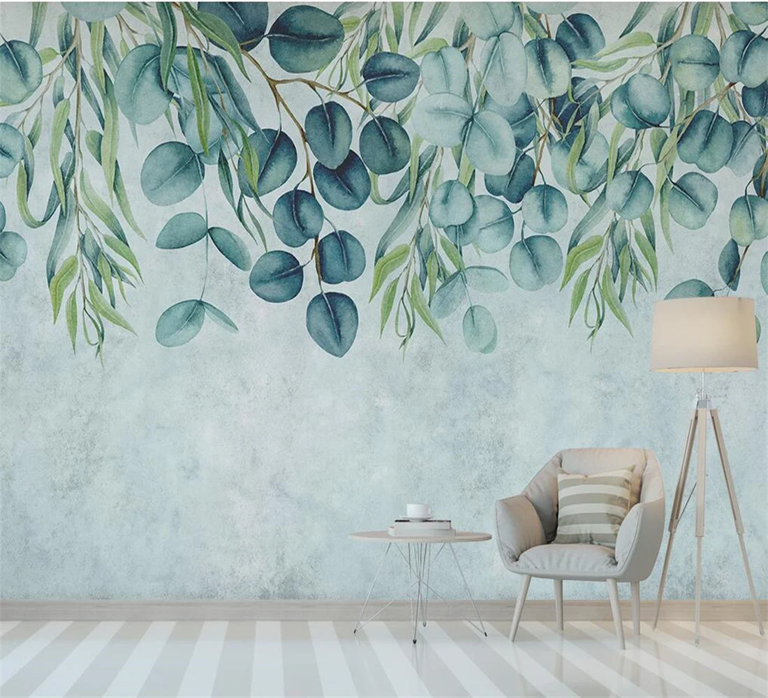 

Фотообои на заказ, современные акварельные тропические листья, ТВ-фон, 3d гостиная, спальня, лист, 3d обои