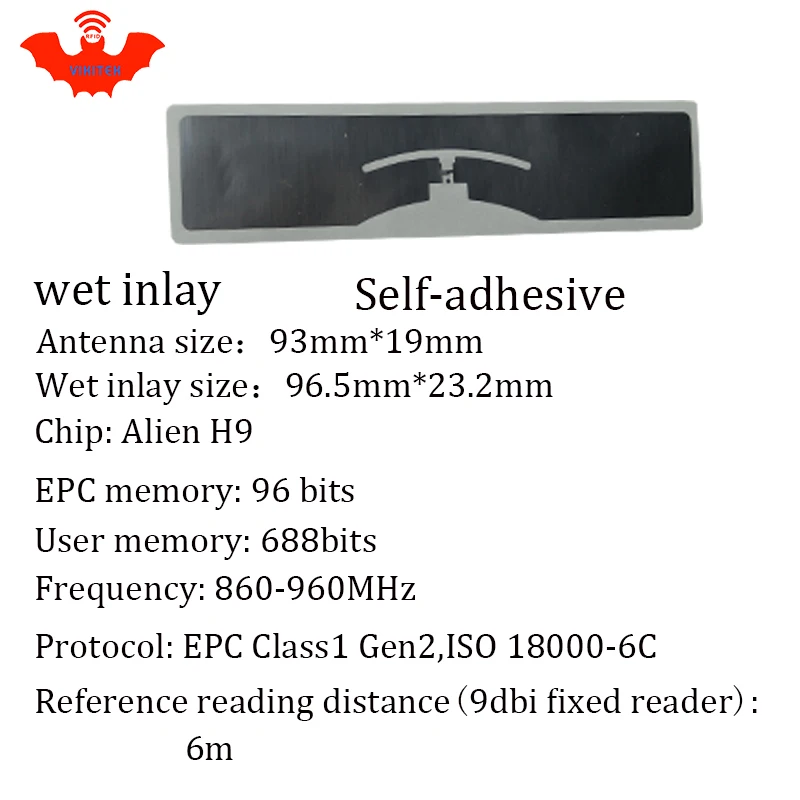 UHF RFID tag sticker Alien 9654-9954 wet inlay 915mh 868mhz 860-960MHZ Higgs9 EPCC1G2 6C smart adhesive passive RFID tags label