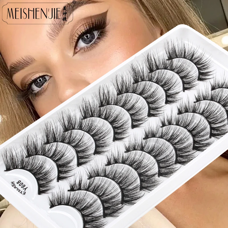 MEISHENJIE 10 Pair 3D Mink Lashes Natural Eyelash Dramatic False Eyelashes Faux Cils Makeup Fake Eyelash Extension maquiagem