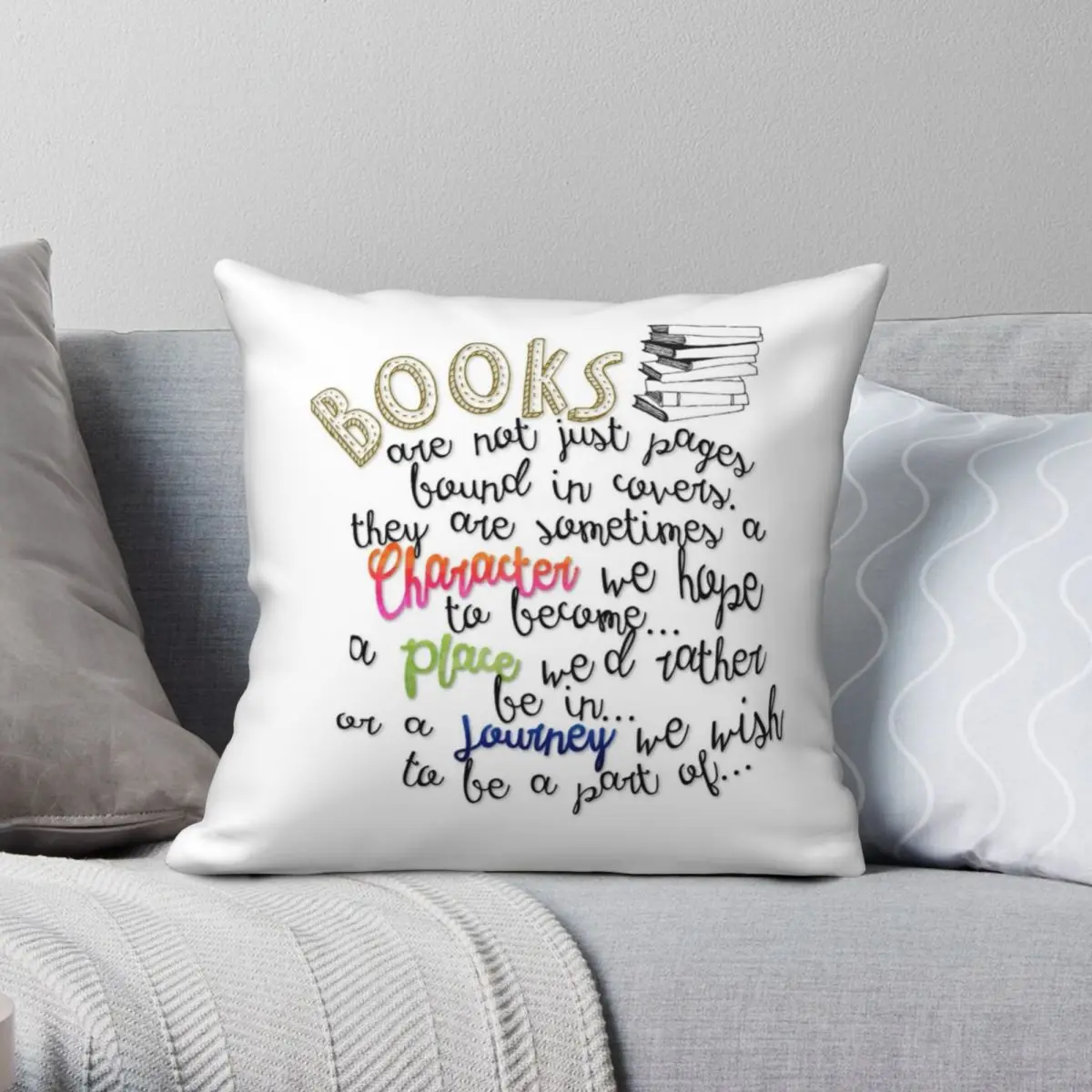 

Books Are Not Just Square Pillowcase Polyester Linen Velvet Zip Decor Throw Pillow Case Home Cushion Cover