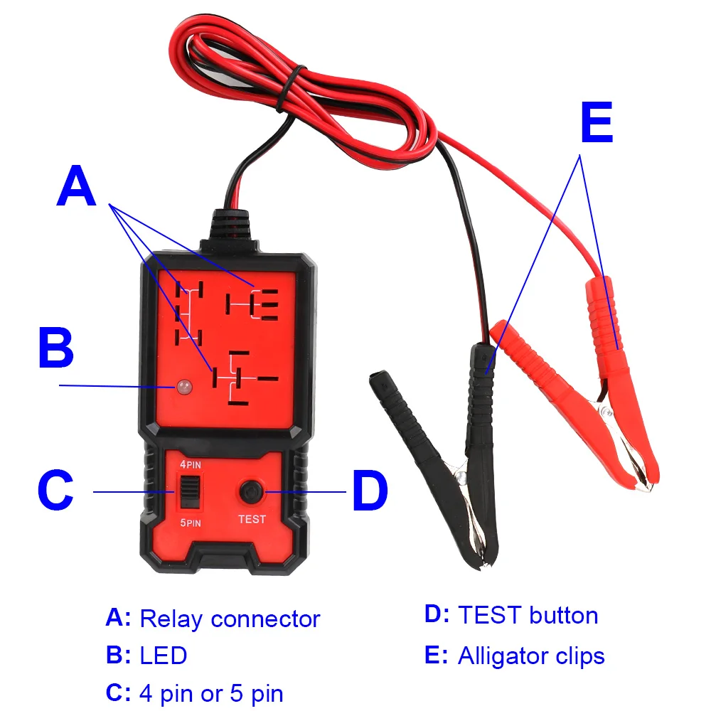 Automotive Electronic Relay Tester Car Battery Checker LED Indicator Light Universal 12V Car Relay Tester