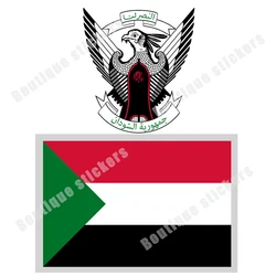 Car Decoration Decals Sudan Flag National Emblem Sticker Waterproof Sunscreen Popular Car Window Bumper Rear Fuel Tank Trunk