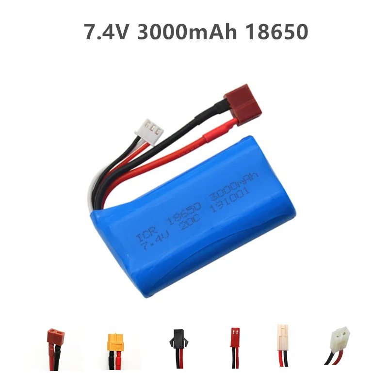 7.4V Lipo Battery for Wltoys 12428 12401 12402 12403 12404 12423 FY-03 FY01 FY02 rc toys battery parts 7.4V 3000mah 18650 T Plug