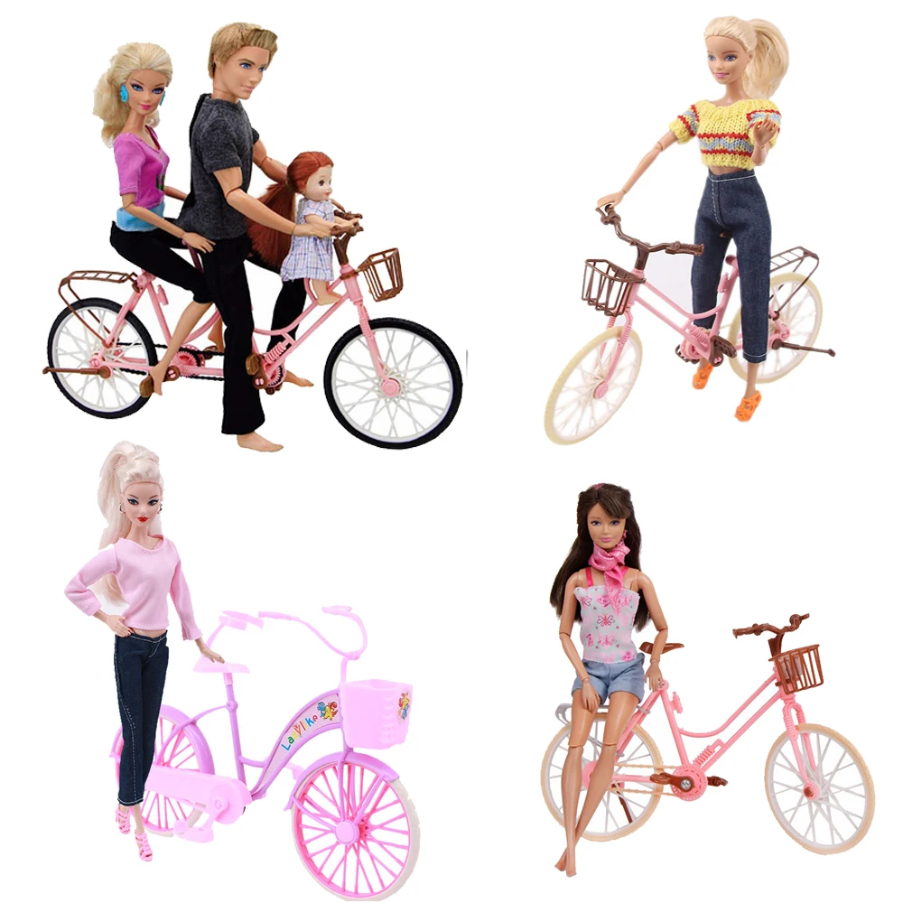 Mixed Style Doll Accessories Pink Green Plastic Bicycle Bike Outdoor Sports Toy for Barbies Doll Dollhouse for Ken Kids Toys Set