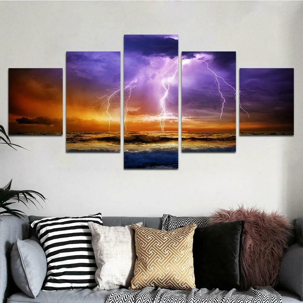 Epic Stormy Night Posters 5 Pcs Modern Art Wall Pictures Prints HD Canvas Home Living Room Decoration No Framed