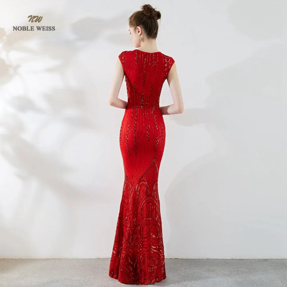 Elegant Mermaid Long Evening Dress Sequin Beading Sexy In Stock V-neck Party Dresses Prom Gown Customized