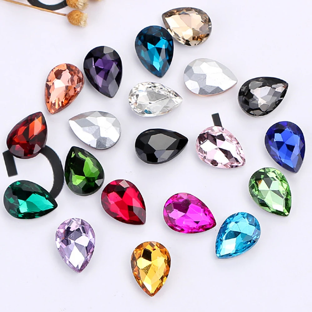 Drop Shape Piontback Crystals Rhinestones Shiny Crystals Beads DIY Stones For Needlework Craft Glue On Rhinestones For Clothes