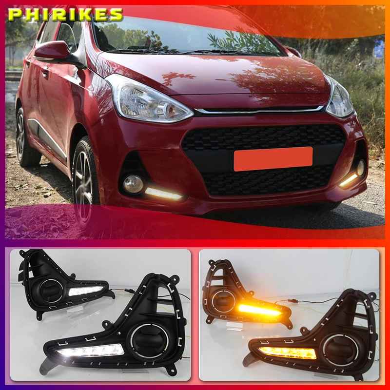 

1set For Hyundai Grand I10 2017 2018 2019 DRL Daytime Running Light fog lamp Relay LED Daylight with turn signal