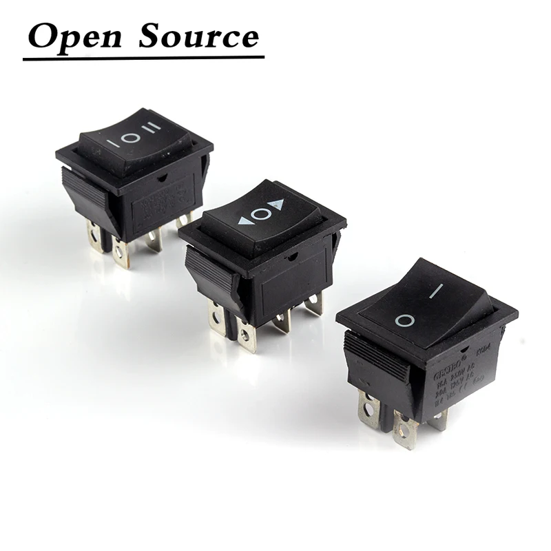 

1PCS KCD4 Black Rocker Switch Power Switch ON-OFF-ON 2/3 Position 4/6 Pins The Arrow Is Reset 16A 250VAC/ 20A 125VAC