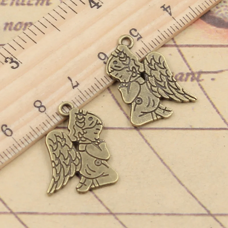 20pcs Charms Pray Angel 24x17mm Tibetan Bronze Silver Color Pendants Antique Jewelry Making DIY Handmade Craft