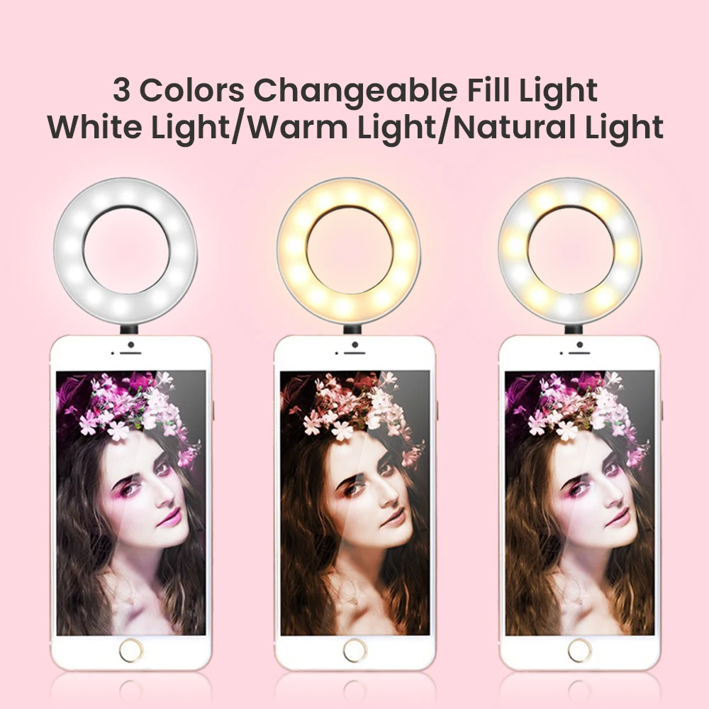 LED Selfie Ring Light with Flexible Long Arm Mobile Phone Holder Desktop Clip Usb Photography Lamp For Youtube Makeup Live Video