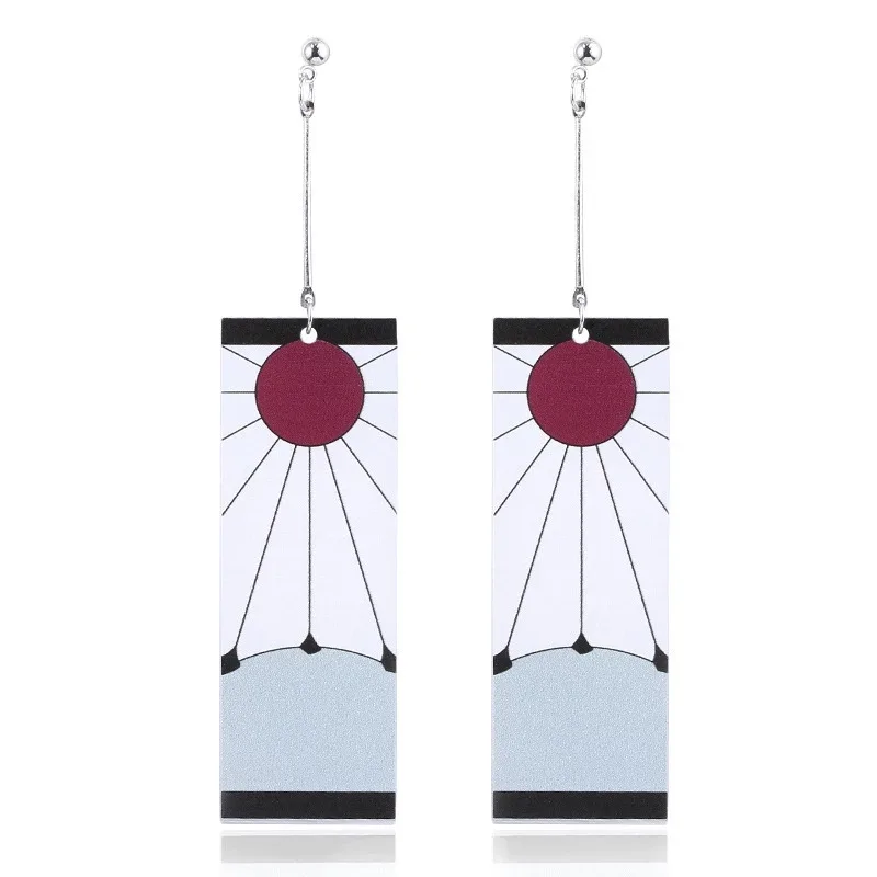 Fashion Acrylic Tanjiro Earrings Anime Cosplay Props Hanafuda Drop Long Earrings for Women Girls Jewelry