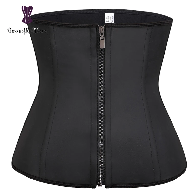 

Black Women's Waist Shaper Firm Strong 7 Steel Boned Latex Waist Cincher Corset With Zip & Hook 608#