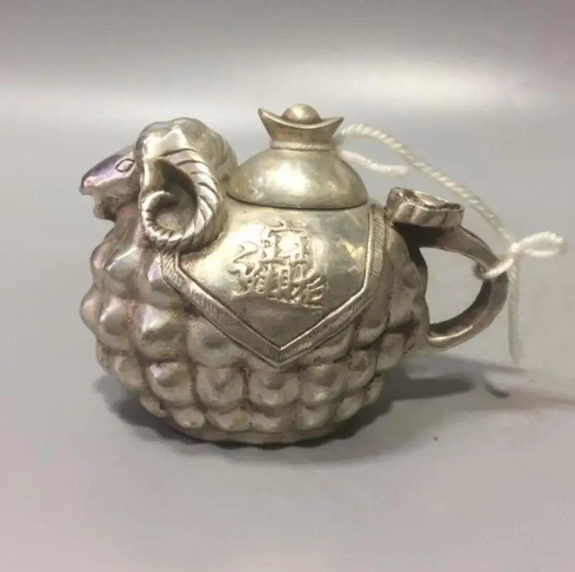 China White copper small sheep teapot crafts statue