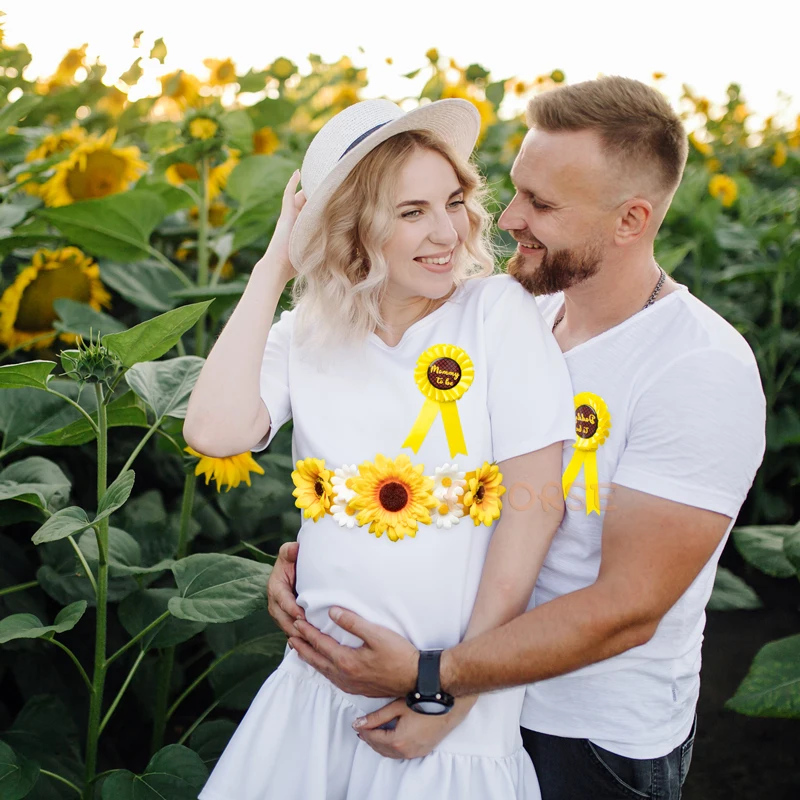 4 Stuks Zonnebloem Moederschap Sash Corsage Krans Hoofdtooi Decor Baby Shower Foto Props Feestartikelen Cadeau Voor Mama Om Worden