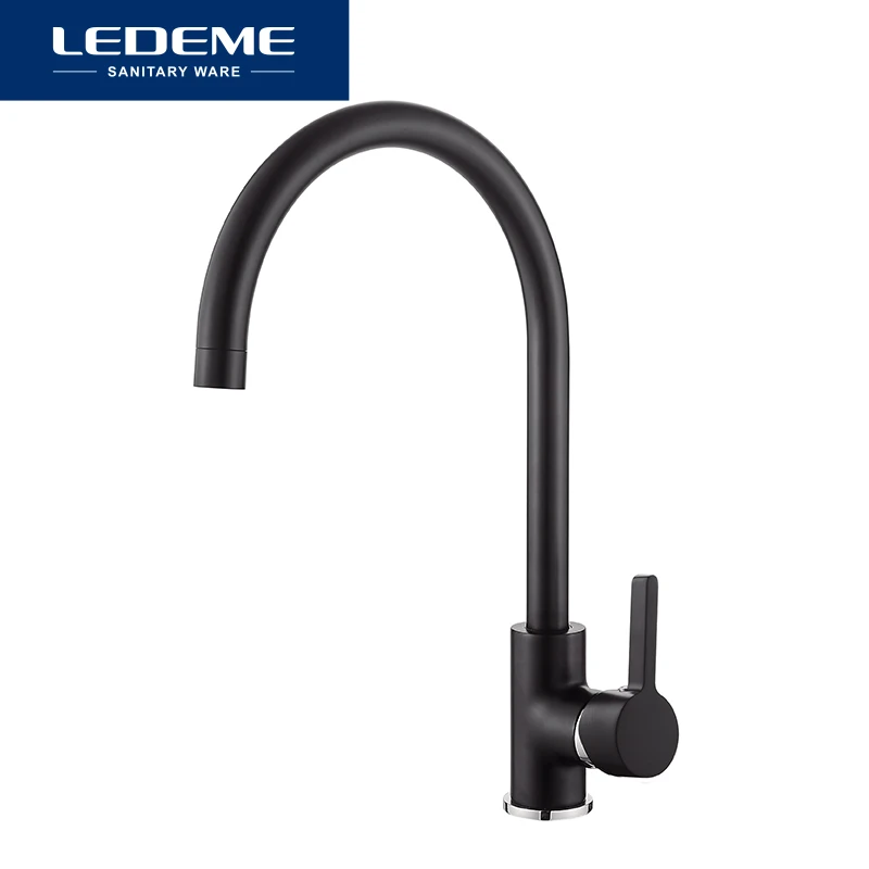LEDEME Kitchen Faucet Outlet Pipe Tap 360 Degree Rotation Curved Classic Kitchen Sink Faucets Water Mixer Faucets Taps L4299