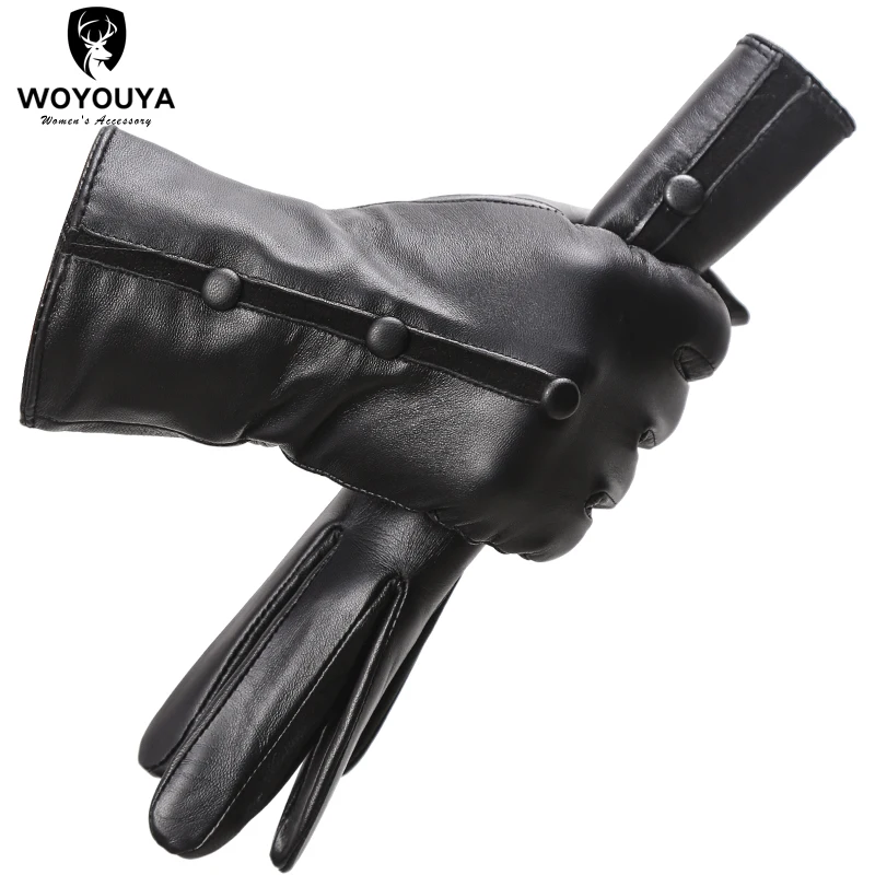 

Fashion High-end leather gloves women Black sheepskin Women's gloves,Thicken Keep warm winter gloves women-0719