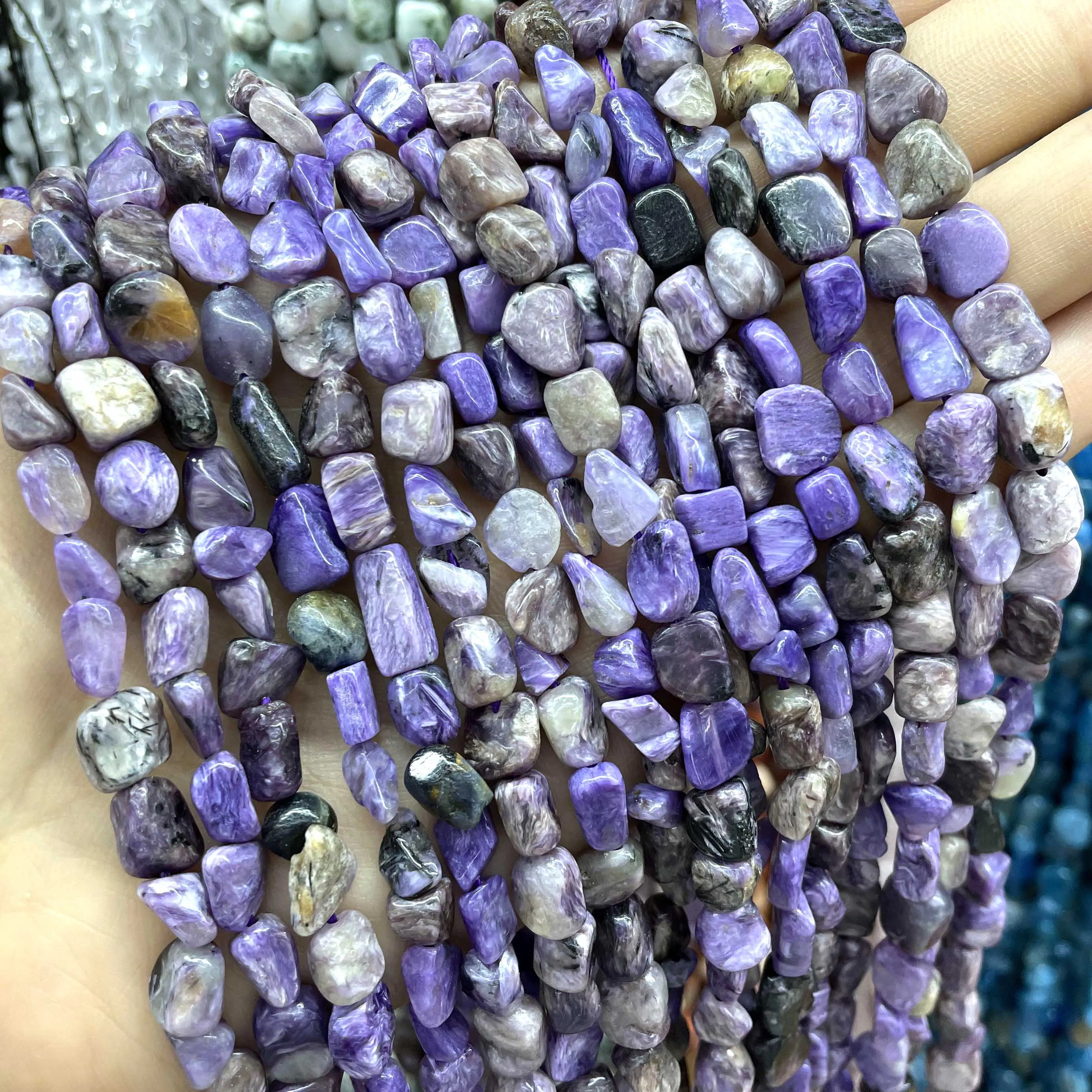 5-12mm Natural Genuine Charoite Purple Loose Spacer Stone Beads For Jewelry Making DIY Necklace Bracelet Accessories Material