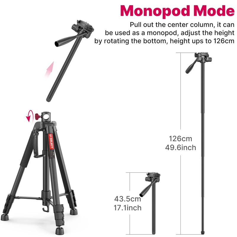 Ulanzi U-Select VT-01 Video Tripod System Professional Heavy Duty Tripod Monopod Max Load 3kg For DSLR Camcorder Photography