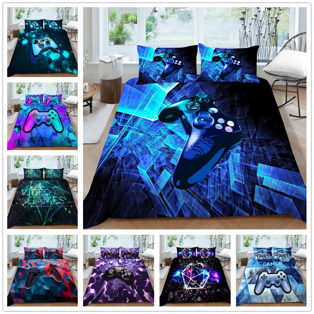 

Gamer Bedding Sets for Boys Gaming Duvet Cover Set Twin Size Game Gamepad Comforter Cover Set&Pillowcases for Bebdroom Decor