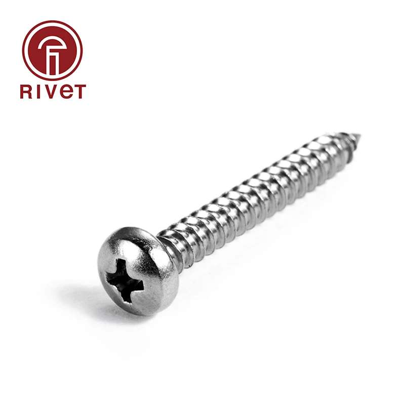 316 A4-70 Stainless Steel Cross Phillips Round Head Self Tapping Wood Screw GB845 DIN EN ISO 7049 ST2.9 ST3.5 ST3.9 ST4.2 ST4.8