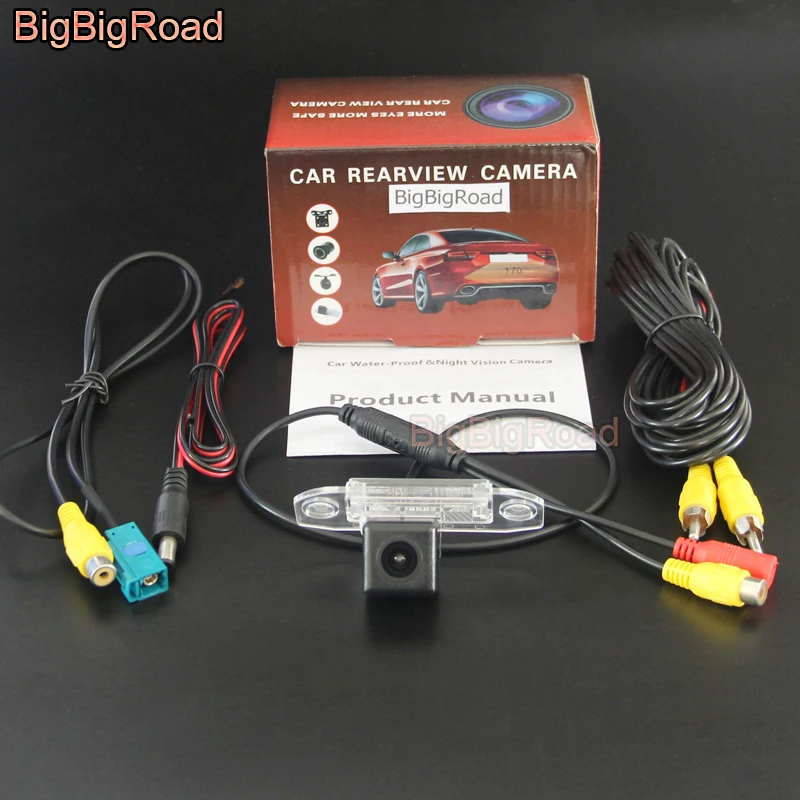 BigBigRoad RCA & Original Screen Compatible For Volvo V70 XC70 3 2007~2013 Back Up Reverse Camera Car Rear View Camera Sets CCD