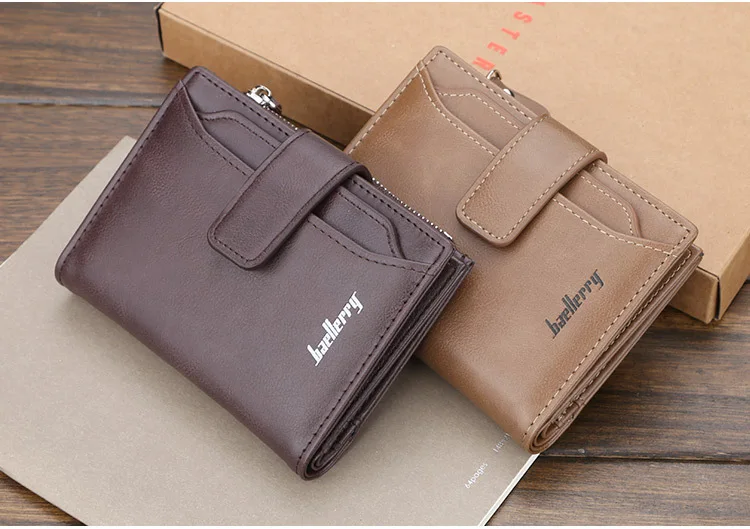 Name Gravur Männer Kurze Brieftaschen Große Kapazität Zipper Münzfach Foto Halter Hohe Qualität Karte Clips Für Männer – Detail 15