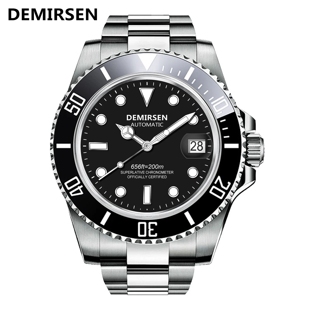 Demirsen Men Mechanical Watch Automatic Date Fashion Luxury Brand Sapphire Diver Waterproof Clock Male Luminous Wristwatches