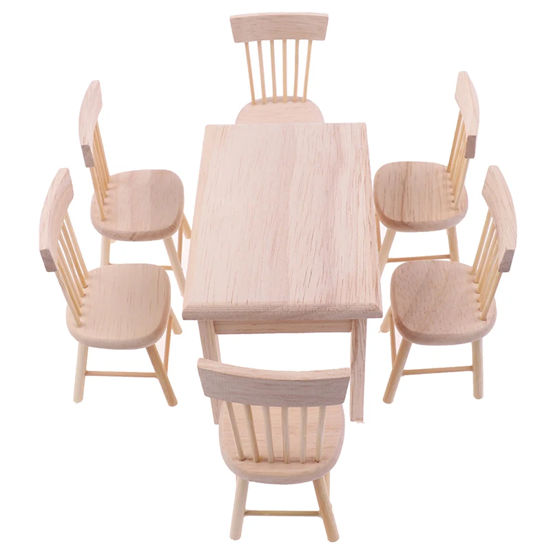 TMISHION Table ronde de maison de poupée 3 pièces 1:12 maison de poupée en bois table ronde