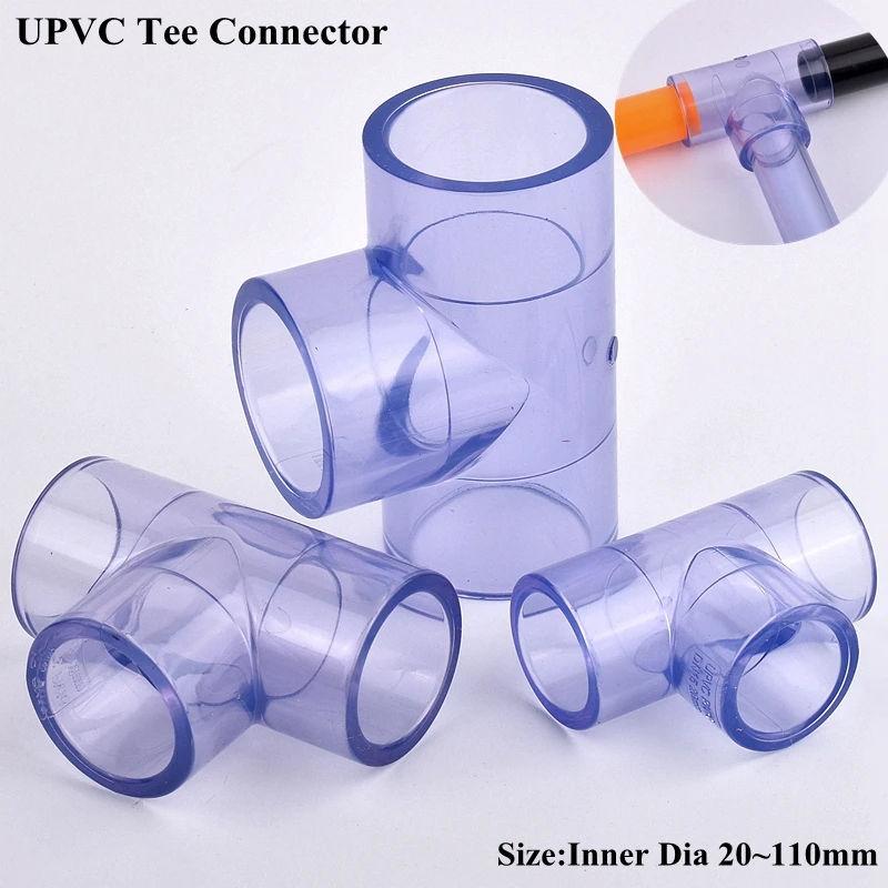 1Pc 20~110mm UPVC Pipe Direct Connector Elbow Aquarium Fish Tank Joint End Plug Garden Watering Irrigation Tube Tee Joint Valve