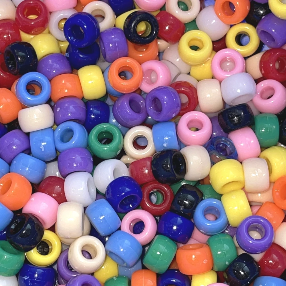 300pcs DIY Craft Acrylic Pony Beads For Jewelry Bracelet Making 6 x 9 mm Pony Beads With Lovely Color