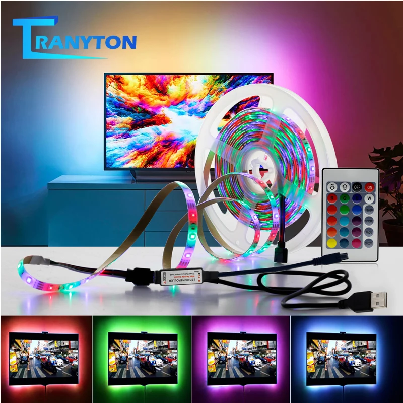 

Лента Светодиодная гибкая для подсветки телевизора, RGB, 2835 SMD, 5 В, 1/2/3/4/5 м