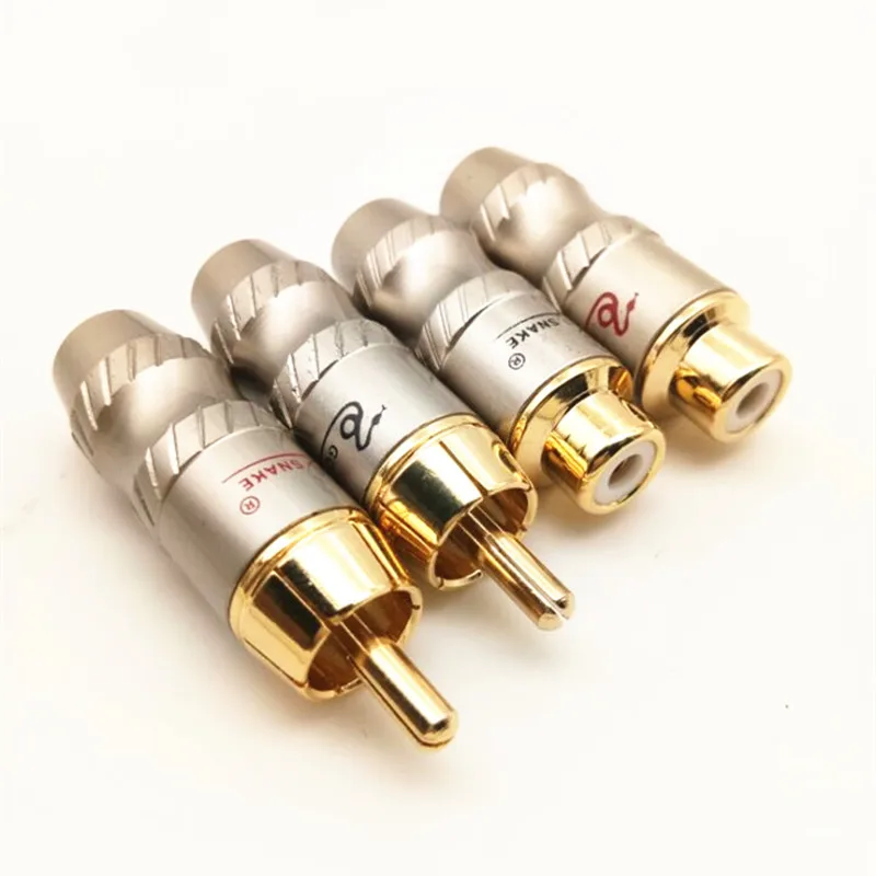 SNAKE RCA welding RCA Male / RCA Female Copper Gold Plated Audio socket Adapter Plug Converter Connectors for HIFI Audio