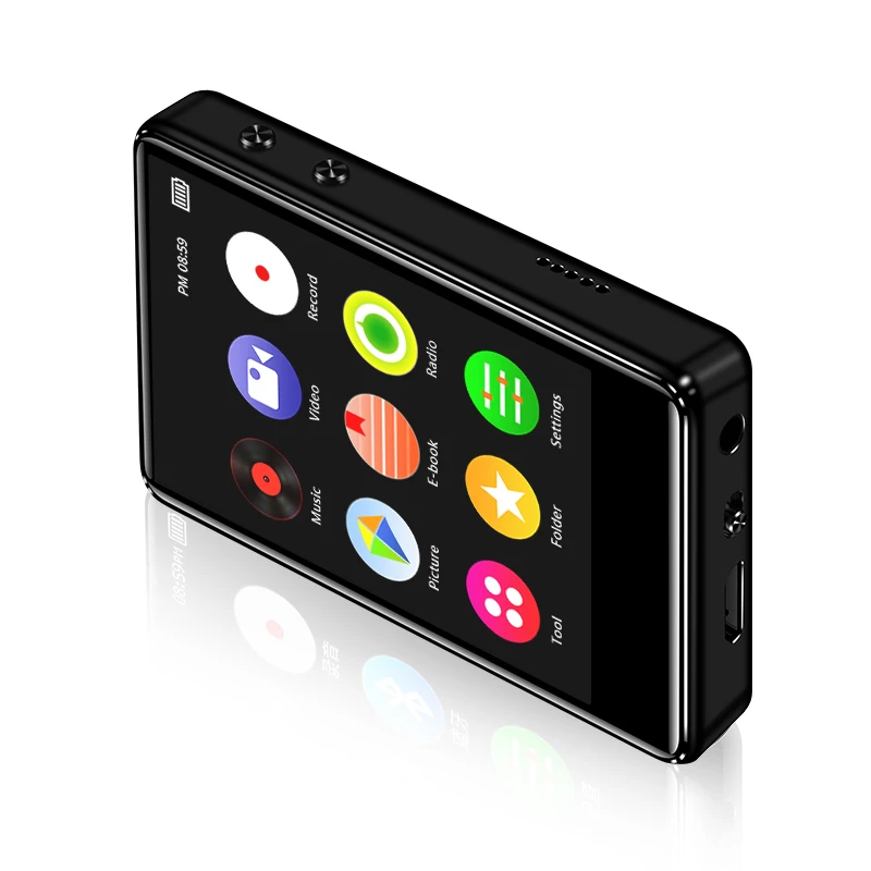Bluetooth 5.0 mp3 player 2.4inch full touch screen built-in speaker with e-book FM radio voice recorder video playback