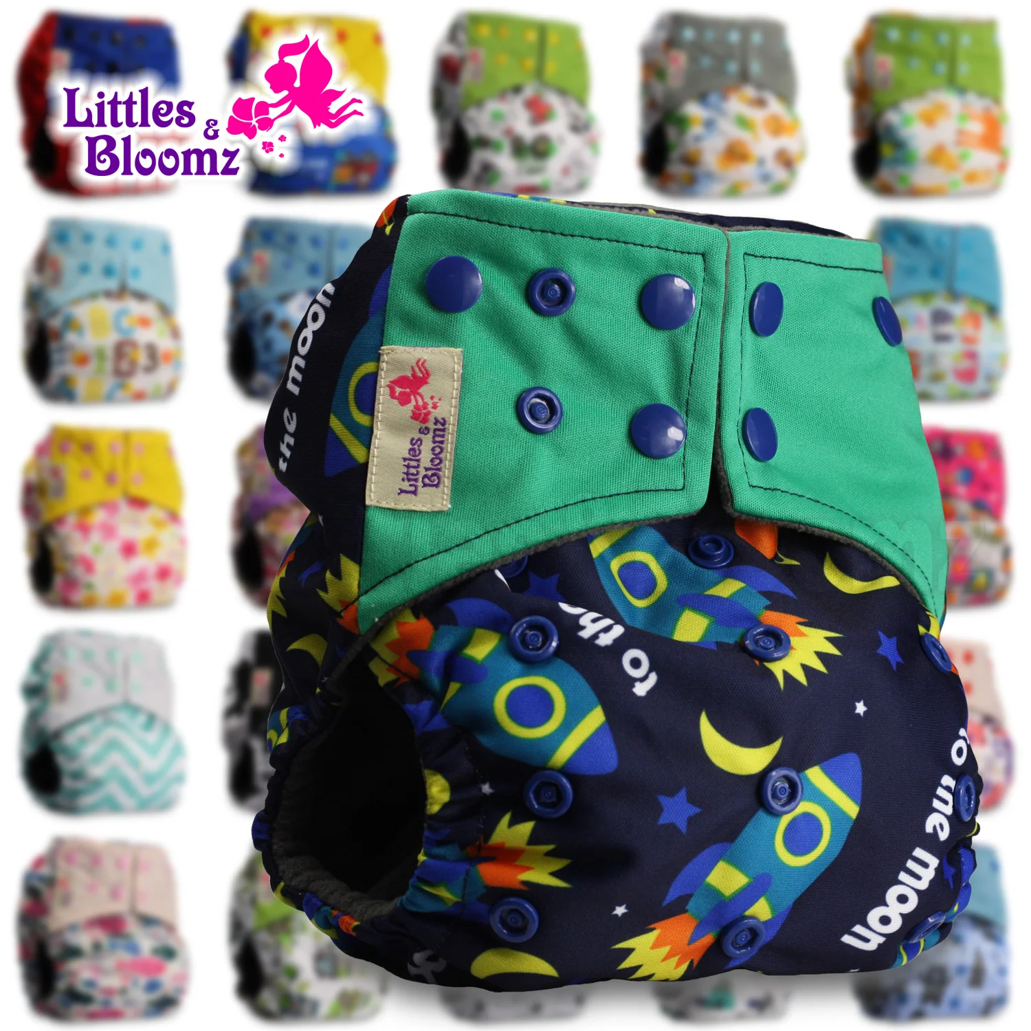 [Littles&Bloomz] BAMBOO CHARCOAL Washable Reusable Cloth Nappies Baby Diapers Pocket Nappy Cloth Reusable Diaper Cover Wrap